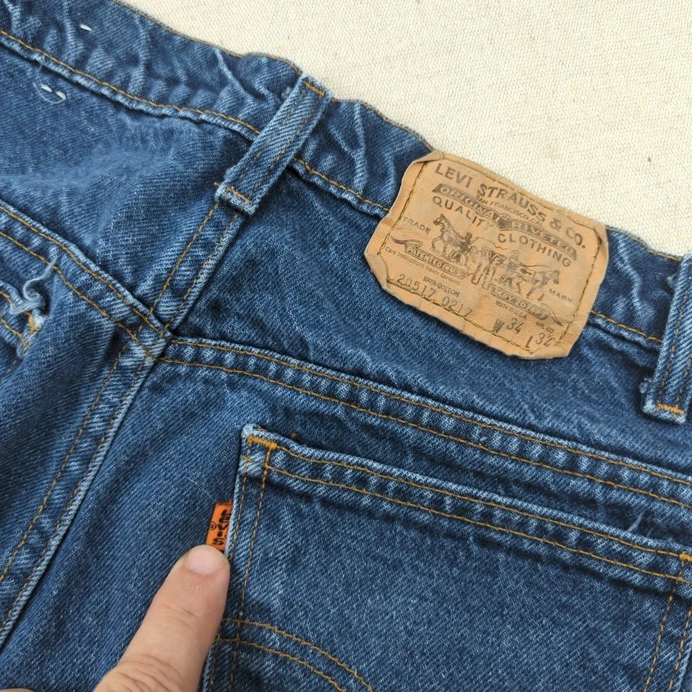 Vintage Levis Jeans Mens 34x30*‎ Blue 517 Boot Cut Orange Tab Hemmed 70s 80s